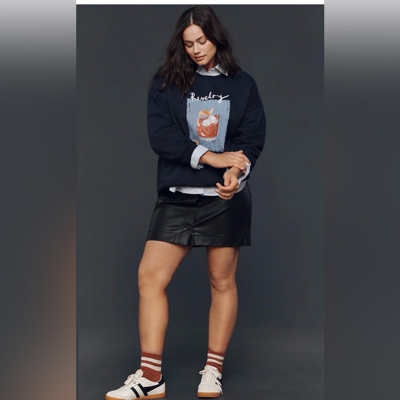 Anthropologie Maeve x Natalia Bagniewska Cocktail Sweatshirt. NWT. Navy